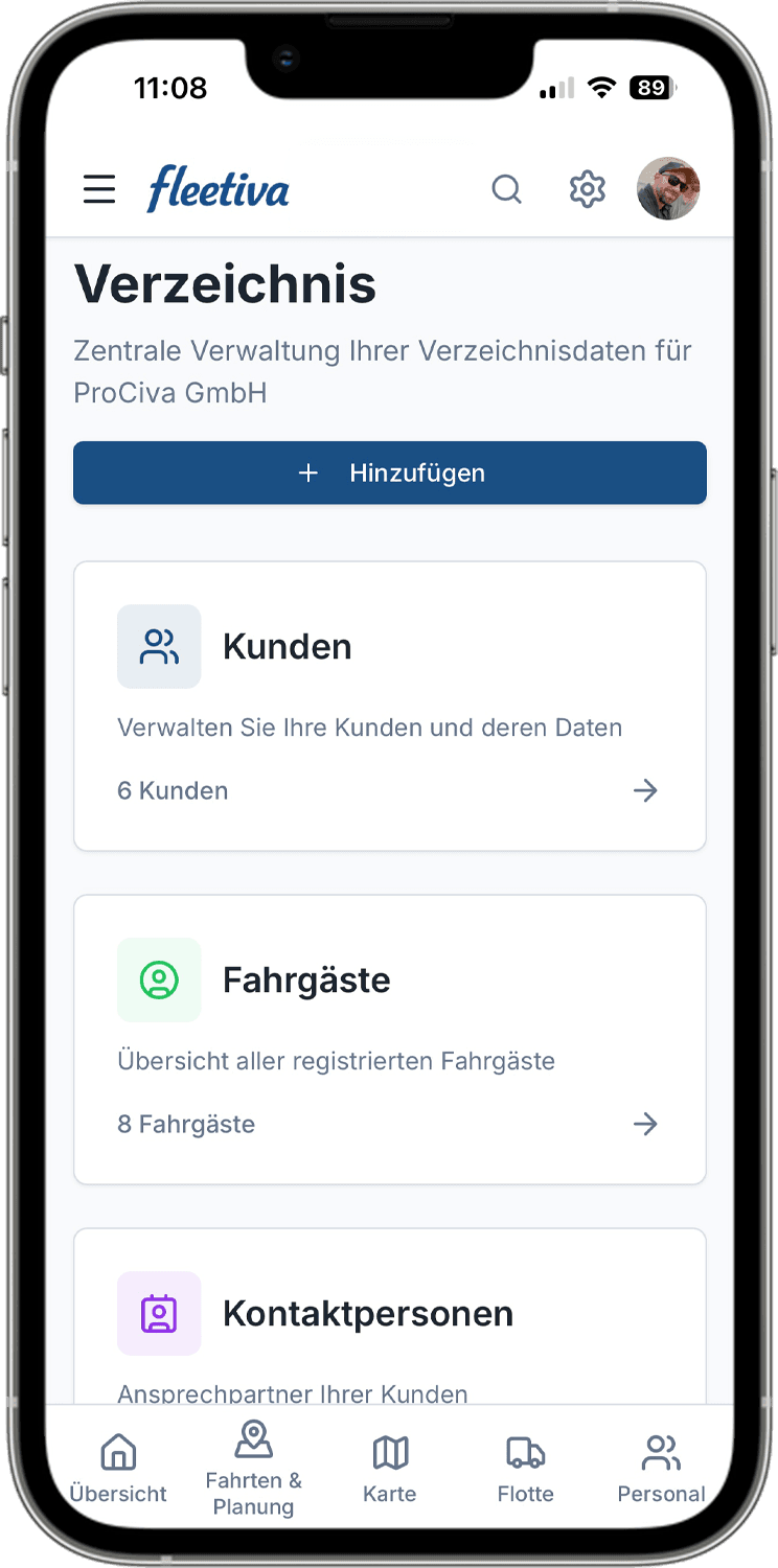 Kunden, Fahrgäste & Kontakte verwalten